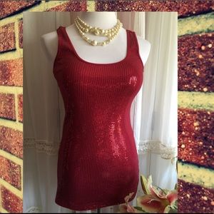Express Sexy Basic red sequins tank top